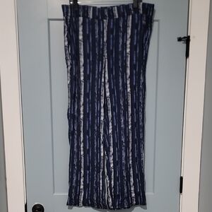 Three Dots Navy and White Wide Leg Pants